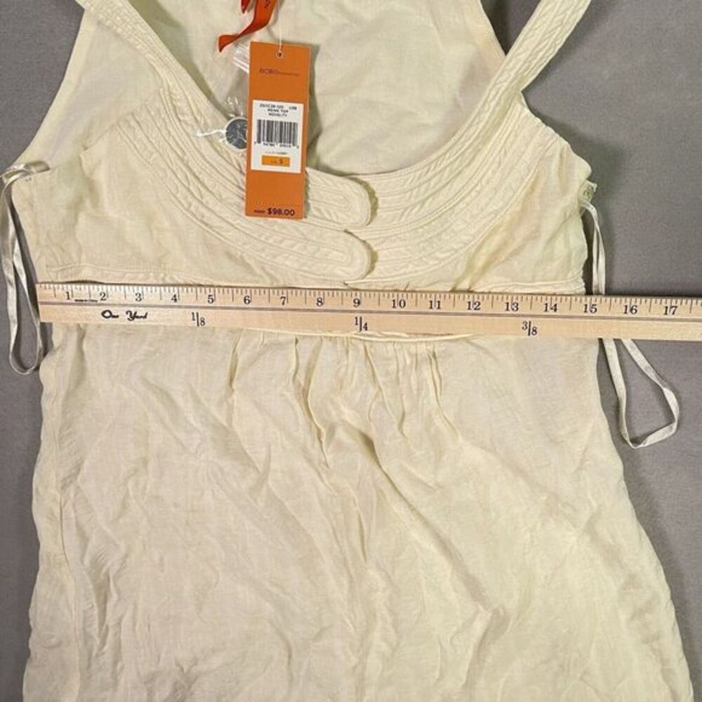BCBG Ten Novelty Top Woman Ivory Small Blouse Semi Shear‎ Lagenlook - Picture 6 of 10